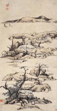  antigua Pintura - paisaje estilo ni zan tinta china antigua